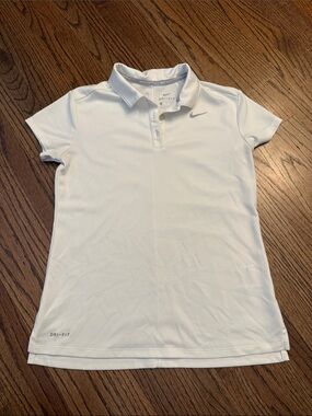 Girls Nike White Dri-FIT Polo Golf Shirt
